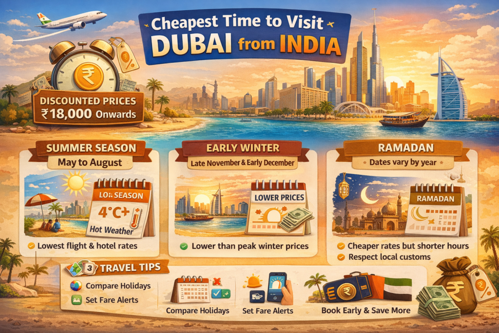 Cheapest Time to Visit Dubai from India summer travel
