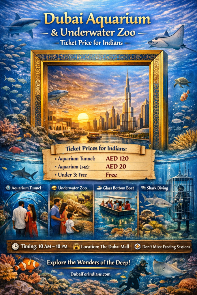 Dubai Aquarium & Underwater Zoo Ticket Price for Indians